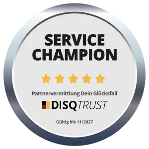 DISQTrust_Siegel_ServiceChampion_Partnervermittlung_Dein_Gluecksfall DISQTrust Siegel "Service Champion" Partnervermittlung für Dein Glücksfall